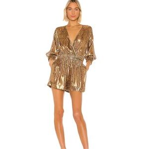 Revolve L'Academie Katarin Romper Metallic Leopard Small